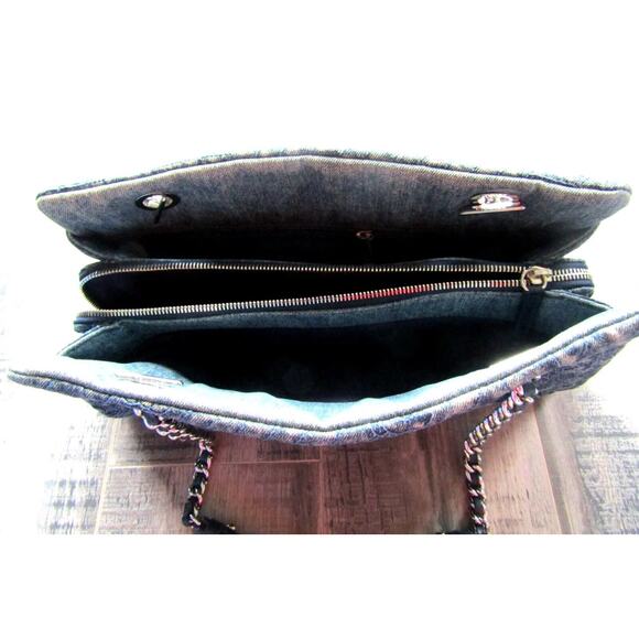 Chanel Denim Blue Camellia Just Mademoiselle Bowler Bag - Picture 6 of 12